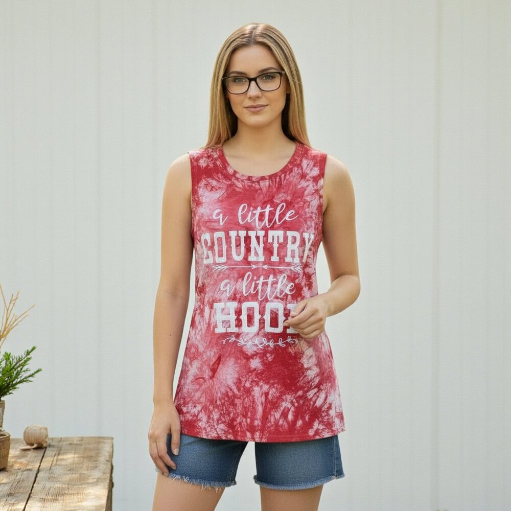 Tie Dye "A Little Country A Little Hood" Sleeveless Graphic Tank